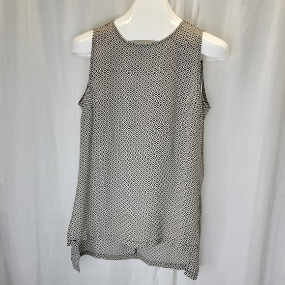 Philosophy Tops - Philosophy Split Hem Tunic Shell Black White Tan, M, NWT